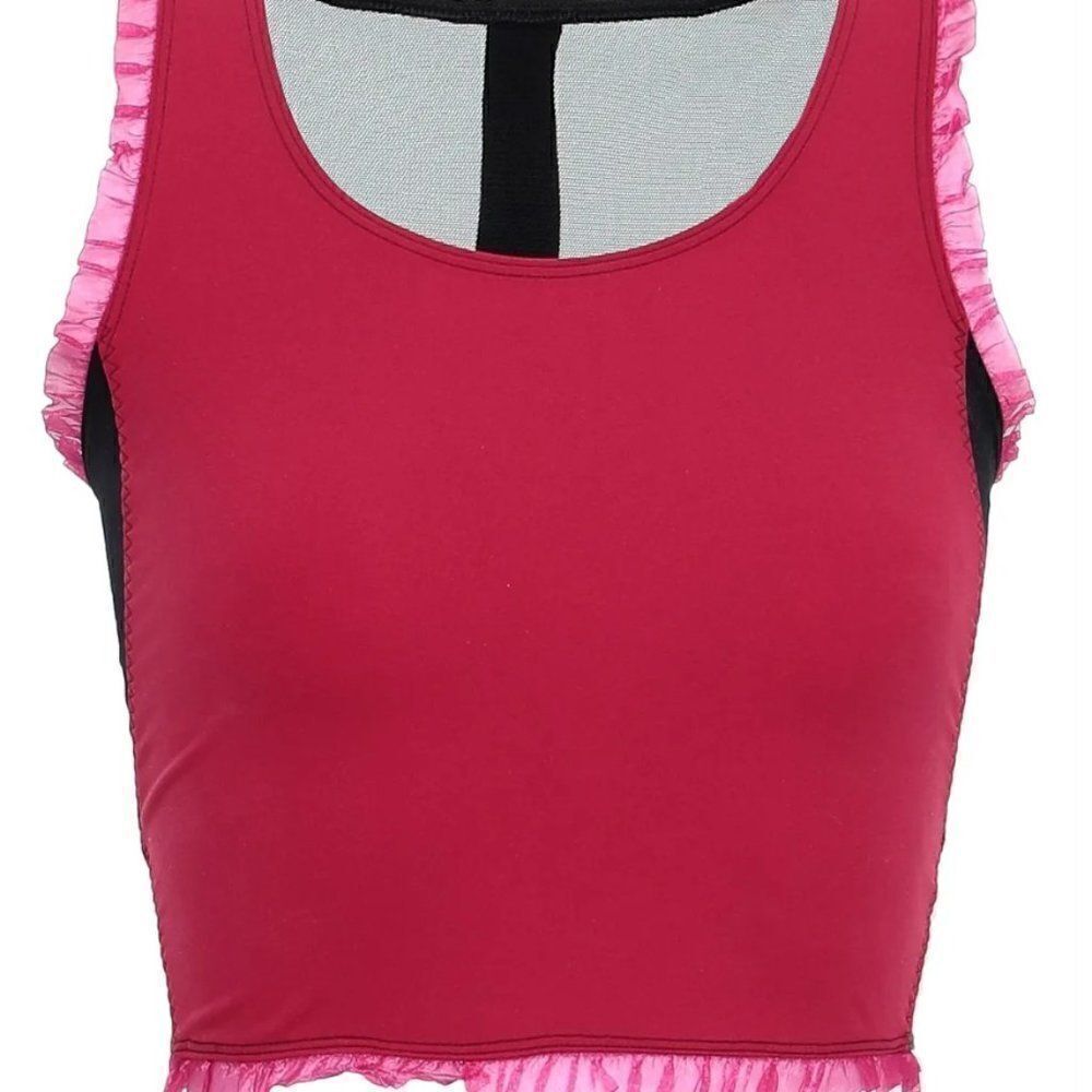 Sapopa Crimson Mesh Paneled Cutout Stretch Bra (M)